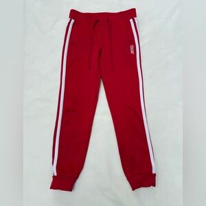 Justice Active red joggers with white stripes, size 10